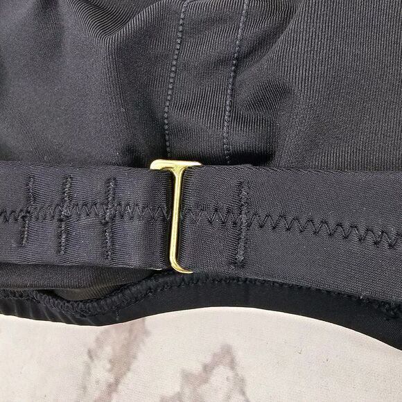 J Crew Swim Top XL Black Scrunchie Strap Square Neck Bikini Padded BM431 - Picture 8 of 10